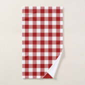 Script Monogramme Rouge Blanc Buffalo Plaid Motif (Serviette à main)