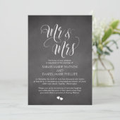 Script Mr & Mrs Wedding Inviter Carte Chalkboard (Debout devant)
