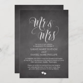Script Mr & Mrs Wedding Inviter Carte Chalkboard (Devant / Derrière)