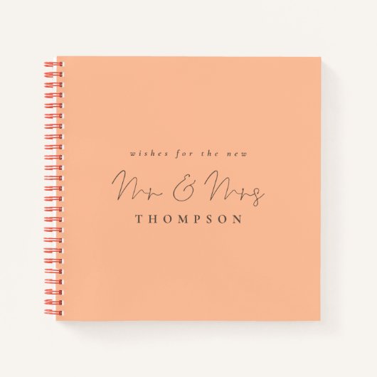 Script Mr. Mrs. Wedding Peach Gastenboek Notitieboek (Voorkant)