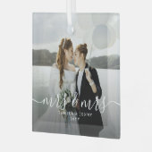 Script Mrs & Mrs Jonggehuwden Foto Kerstmis Glas Ornament (Voorkant links)