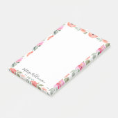Script Naam Blush Roze Bloemen Sage Perzik Rand Post-it® Notes (Schuin)