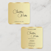 Script naam Faux Gold Sjabloon Modern Professional Vierkante Visitekaartje (Voorkant / Achterkant)