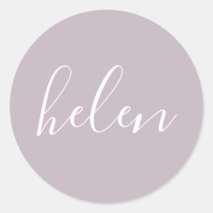 Script Naam Gepersonaliseerd Dusty Paarse Elegant Ronde Sticker