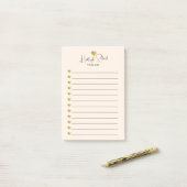 Script Naam Gouden Hart Monogram Perzik Post-it® Notes (Op bureau)
