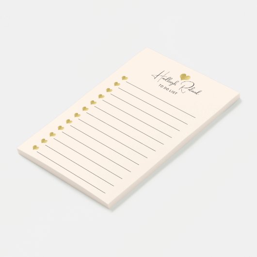 Script Naam Gouden Hart Monogram Perzik Post-it® Notes (Schuin)