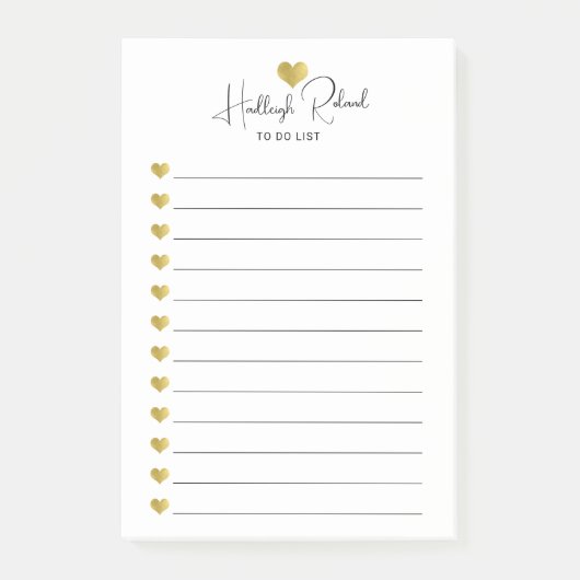 Script Naam Gouden Hart Monogram Post-it® Notes (Voorkant)
