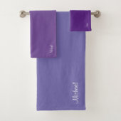Script Naam Moderne Sjabloon Elegant Blauw Paars Bad Handdoek (Insitu)