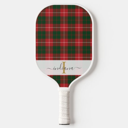 Script Naam Monogram Schotse Ruit Rustiek Pickleball Paddle (Voorkant)