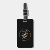 Script Naam Monogram Zwarte Gouden Bagage Label (Voorkant verticaal)