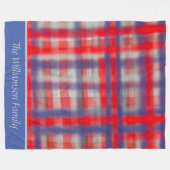 Script naam tartan rood blauw grijs moderne waterv fleece deken (Voorkant (Horizontaal))