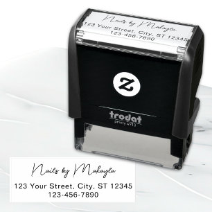 Script Nagelstudio Naam Retouradres Telefoon Zelfinktende Stempel