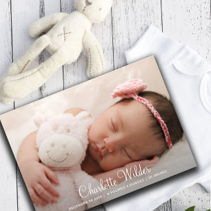 Script Name 2 Photo Baby Girl Faire-part de naissa