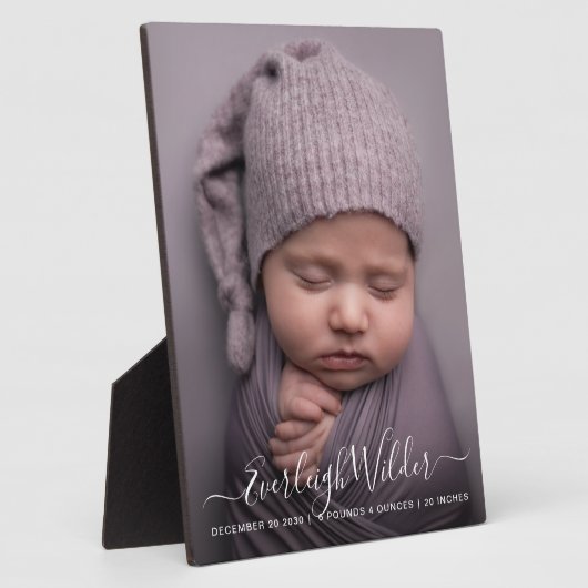 Script Name Baby Foto Birth Stats Plaque Fotoplaat (Zijkant)