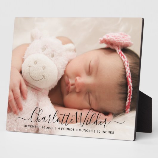 Script Name Baby Foto Birth Stats Plaque Fotoplaat (Zijkant)
