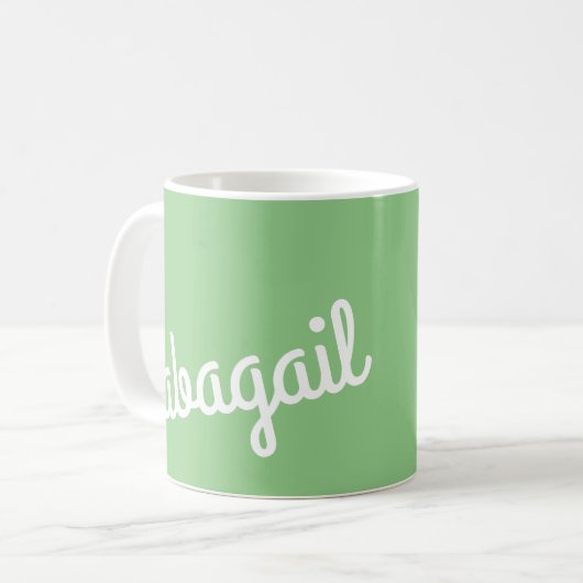Script Name Custom Cadeage Green Coffee Mok (Voorkant links)