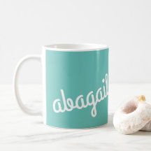 Script Name Custom Gift Blauwgroen Blue White Coff