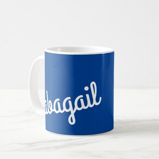Script Name Custom Gift Navy Blue White Coffee Mok (Voorkant links)