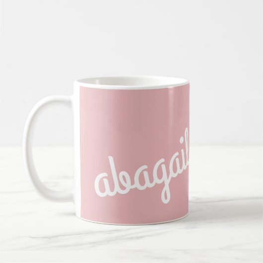 Script Name Custom Gift Pink White Coffee Mok (Links)