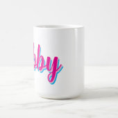 Script Name Handwriting Pink Blue Custom Koffiemok (Center)