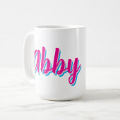 Script Name Handwriting Pink Blue Custom Koffiemok (Voorkant links)