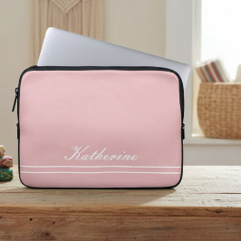 Script Name Minimalist Pink Laptop Sleeve