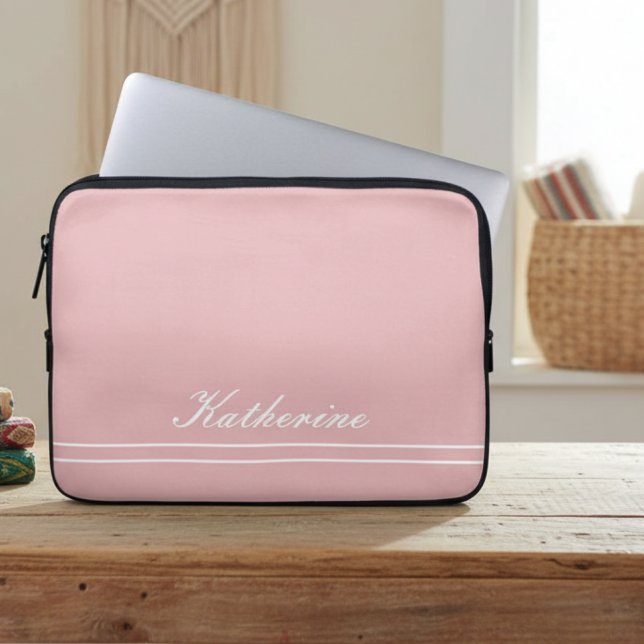 Script Name Minimalist Pink Laptop Sleeve (Creator heeft geüpload)
