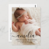 Script Name Photo Birth Announcement Briefkaart (Voorkant / Achterkant)