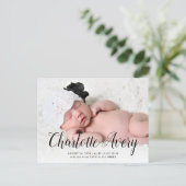 Script Name Photo Birth Announcement Briefkaart (Staand voorkant)