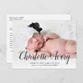 Script Name Photo Birth Announcement Briefkaart (Voorkant / Achterkant)