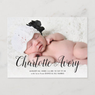 Script Name Photo Birth Announcement Briefkaart