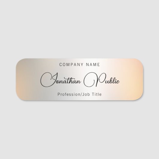 Script Name Silver Sjabloon Elegant Typografie Naamplaatje (Voorkant)