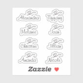 Script Name Sticker met hart Vinyl Sticker (Vel)