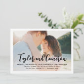 Script Namen Eenvoudige foto bruiloft uitnodiging (Staand voorkant)