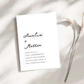Script Namen Minimalist Clean Plain White Wedding Kaart