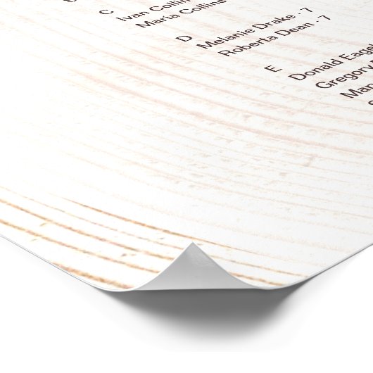 Script Namen Rustieke Bruiloft Boom ringen zitplaa Poster (Hoek)