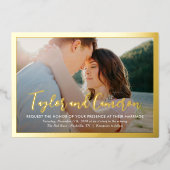 Script Names FOIL Simple Mariage Photo Invitation (Recto)