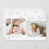 Script neige | 2 Photo Bonne année Carte de vacanc (Devant)