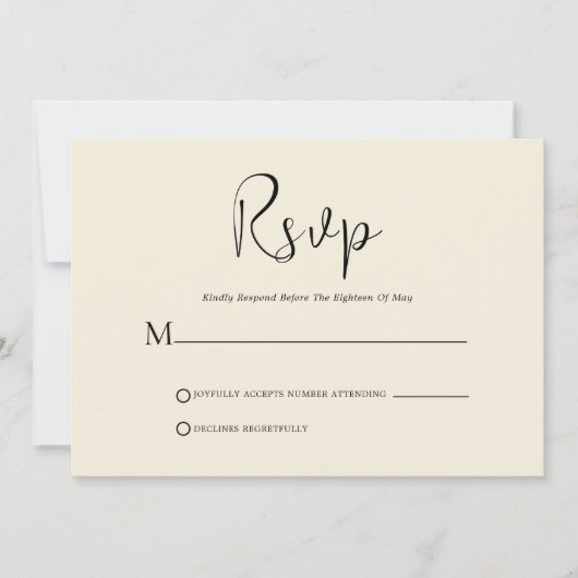 Script noir blanc sur carte RSVP beige (Devant)