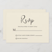 Script noir blanc sur carte RSVP beige (Devant / Derrière)