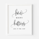 Script Noir Combien De Boutons Sont Dans Le Jar<br><div class="desc">Combien de boutons y a-t-il dans le pot ? Ajoutez un jeu amusant à votre événement avec ce panneau de fête personnalisable. Il présente un script noir et une typographie simple. Ce panneau de baisers est parfait pour les baby showers,  les douches nuptiales,  les wedding showers et autres événements.</div>