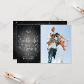 Script noir élégant Vintage Halloween Carte photo (Devant/Arrière en situation)