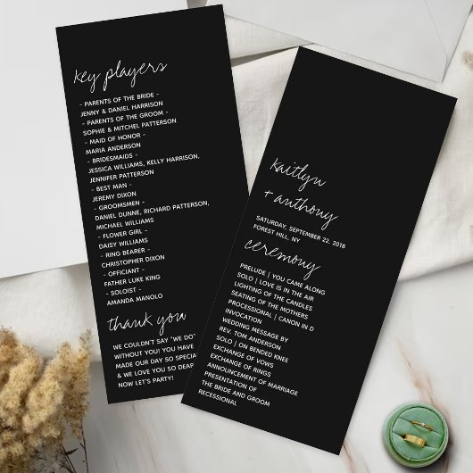 Script noir et blanc Programme de mariage minimali