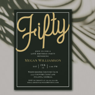 Script noir et or 50e anniversaire Invitation