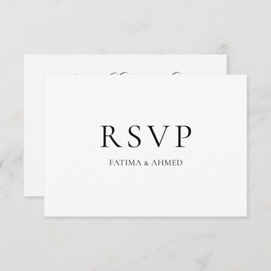 Script noir minimal Mariage musulman moderne RSVP (Devant / Derrière)