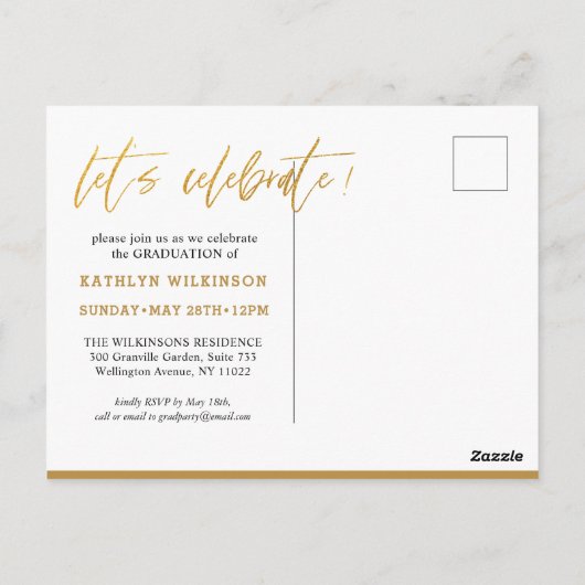 Script noir moderne Floral Graduation Invitation (Dos)