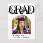 Script noir moderne Floral Graduation Invitation (Devant)