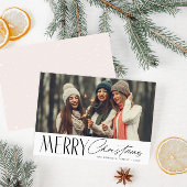 script noir moderne joyeux carte photo de noël