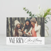 script noir moderne joyeux carte photo de noël (Debout devant)