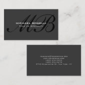 Script noir monogramme gris carte de visite tendan (Devant / Derrière)